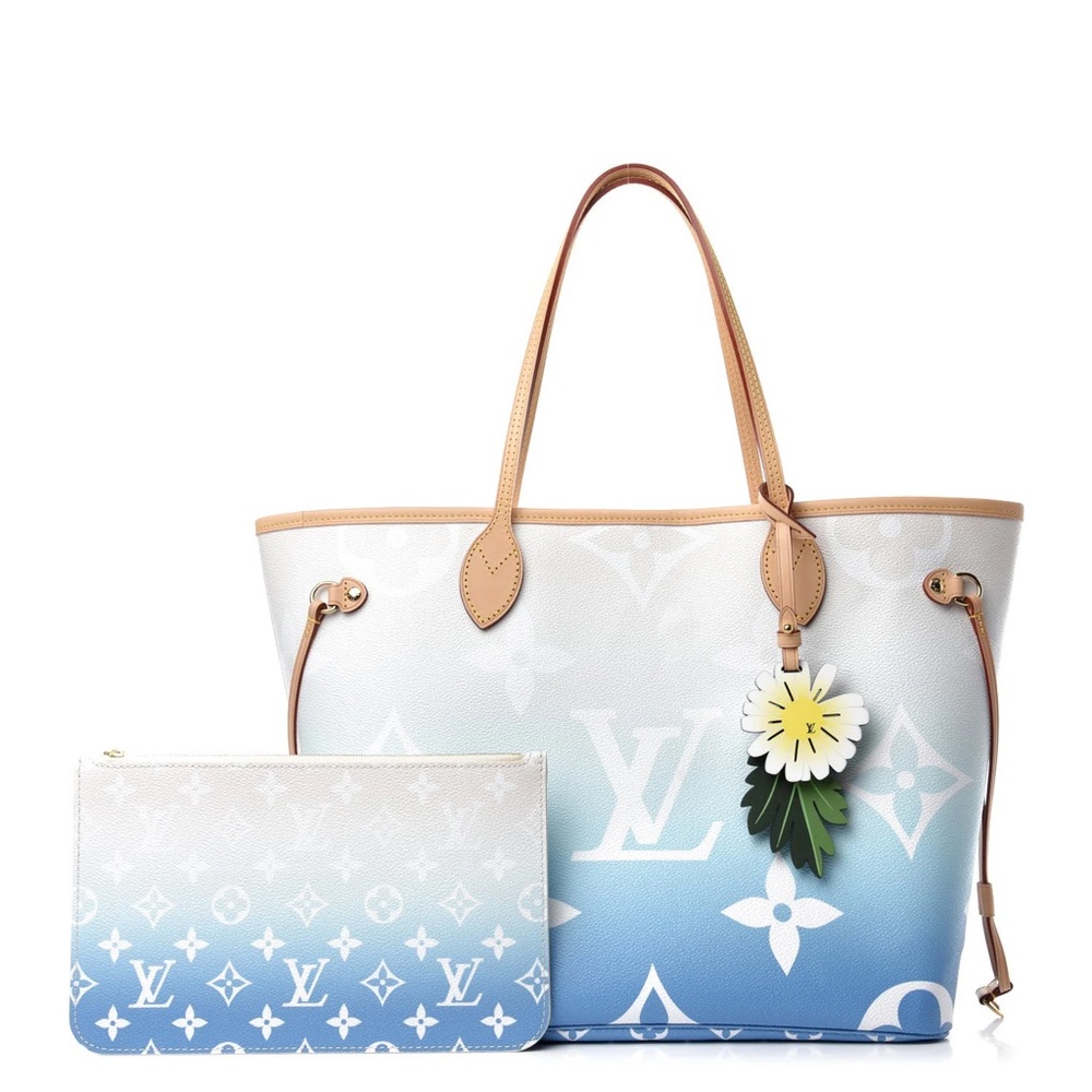 Louis Vuitton Monogram Giant By The Pool Neverfull MM Blue and White Ombré NEW!